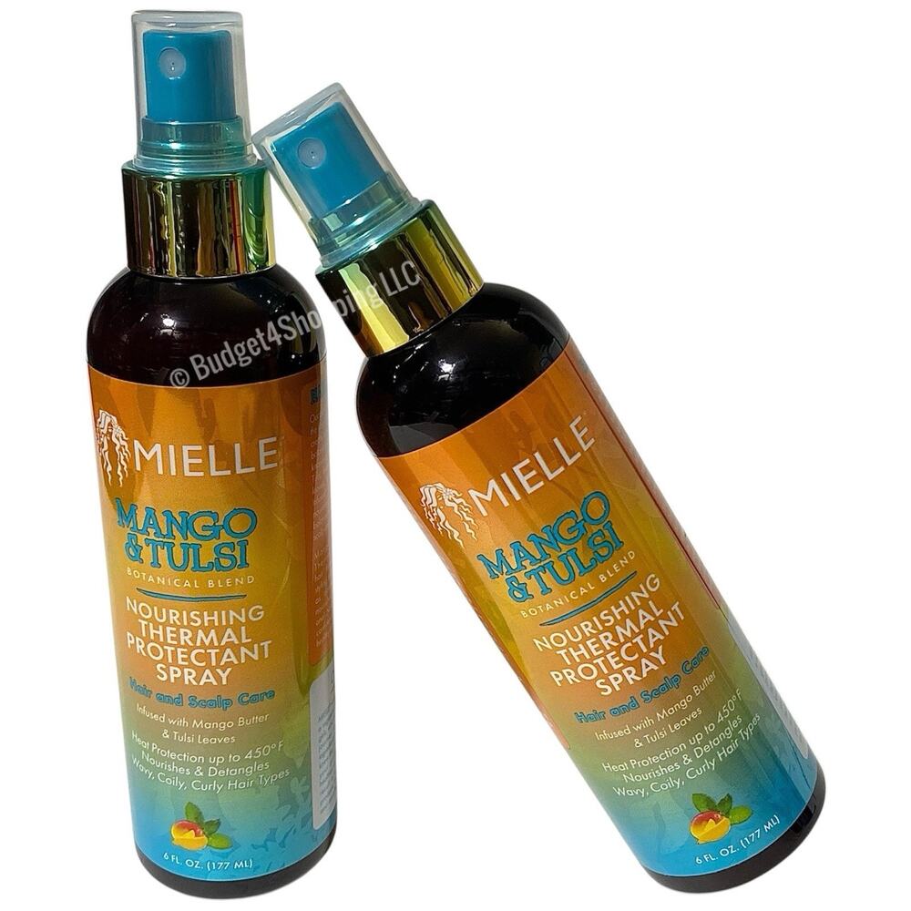 Mielle Mango & Tulsi Botanical Blend Thermal Protectant Spray 6 Fl oz, Pack of 2